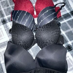 PINK Victoria's Secret Bras - Red, Black, and Gray